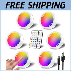 Elegant Rechargeable RGB Puck Lights - Remote Controlled with Magnetic Mounting - Picture 1 of 16