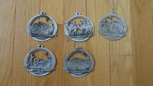 5 Vintage Pewter Christmas Ornaments - Northern Products - Picture 1 of 7