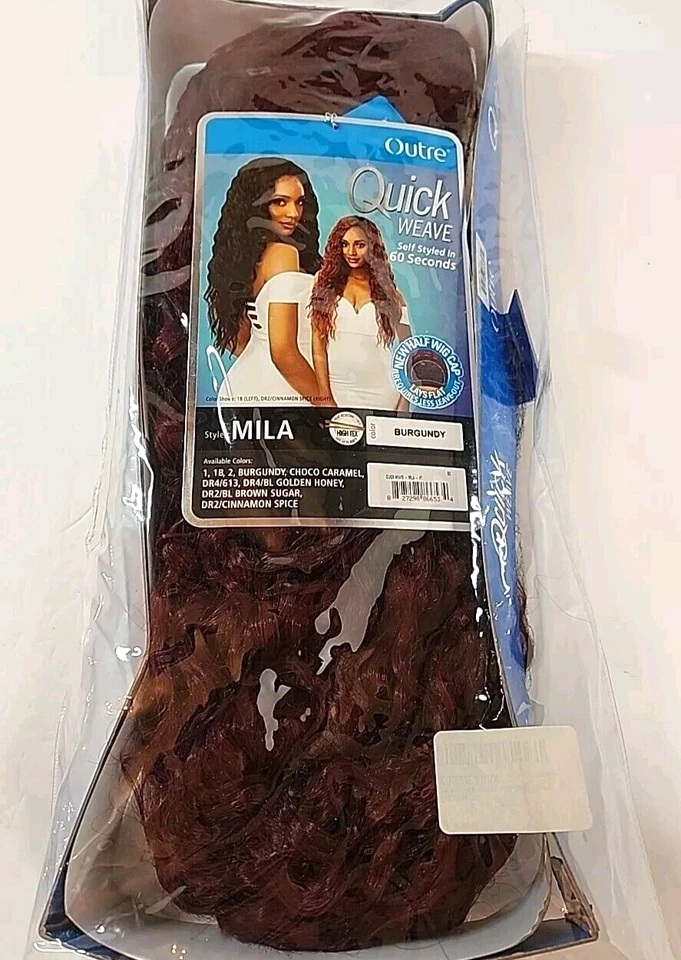 NUEVA Media Peluca Outre TEJIDO RÁPIDO Estilo Borgoña Rojo Marrón Cuerpo Onda Cabello Foto 1 de 3