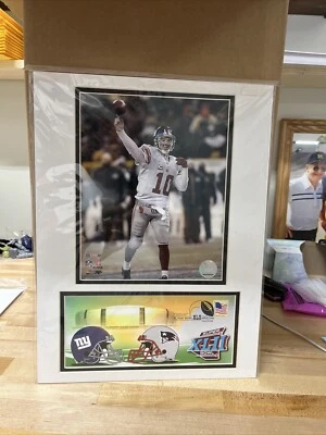 Super Bowl XLII Giants vs Pats 2008 - Tablero de arte de imagen/sello de USPS - Eli Manning Foto 1 de 4