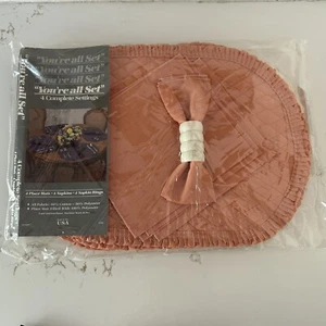 Juego de 4 servilleteros colchonetas vintage de coral con borde con volantes acolchados años 90 oblongos - Imagen 1 de 7