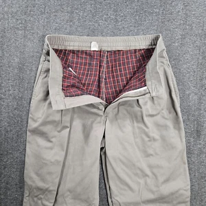 LL BEAN Double L Comfort Waist Pleated Front Flannel Lined Khaki Pants 34x30 W31 - Picture 1 of 10