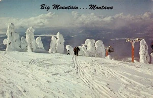 WHITEFISH, MONTANA SKIING POSTCARD Big Mountain, Snow Ghosts, Chair Lift, Skiers - Picture 1 of 2