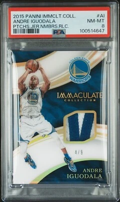 Andre Iguodala 2015-16 Immaculate Collection 2015 Game Used Patch /9 PSA 8 - Image 1 of 2