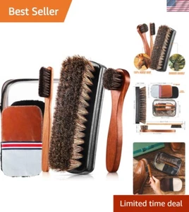 6-Piece Shoe Cleaning Kit with Horsehair Applicators & Microfiber Gloves - Picture 1 of 9