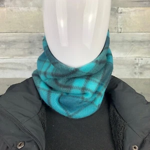 Türkis türkis schwarz kariert Schottenkaro Hals Gamasche Halswärmer Fleece Schal Schlauch... - Bild 1 von 7