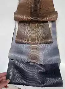Genuine snake leather, long and wide real python leather of thick 0,7mm (2 oz) - Picture 1 of 13