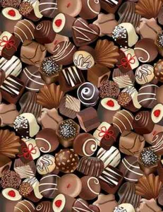 Candy Fabric BTY, Chocolate Candy Truffles C1086, Cotton, TheFabricEdge - Picture 1 of 2