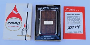 Vtg ZIPPO Lighter - Rosewood Inlay - No. 350 - Engine Turned - Engraved ENL - Picture 1 of 17