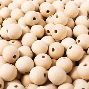500Pcs 20Mm Wood Beads Natural Unfinished round Wooden Loose Beads Wood Spacer B - Picture 1 of 12