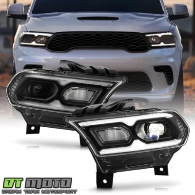 For 2021-2024 Dodge Durango Black w/Halogen Turn Signal LED Headlights Headlamps - Image 1 of 4