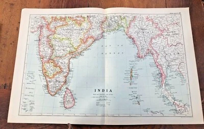 1900s  double page map from g.w. bacon - india - south ! - Image 1 of 3