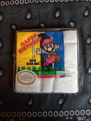 Rare VTG 1989 Nintendo of America Super Mario Brothers Birthday Napkins Sealed - Image 1 of 4