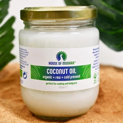 House of Monara Organic Extra Virgin Coconut Oil – 200ml Pure, Raw, Cold Pressed