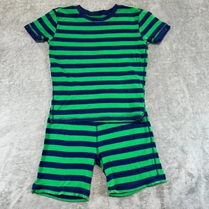 Gap Kids 100% Cotton Short Sleeve Pajamas PJ Shorts Set Sz 12 Navy Rugby Stripe - Picture 1 of 11