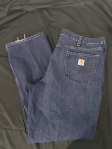 Pantalones de mezclilla Carhartt para hombre 40x32 tono azul apagado calce relajado ropa de trabajo LEER - Imagen 1 de 18