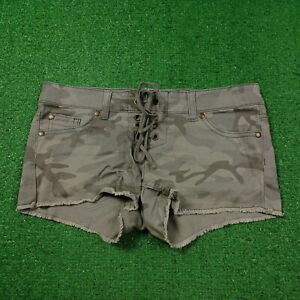 Love Fire Camo Shorts Juniors 1 Lace Up Hot Pants Cut Off Stretch Chino Stretch