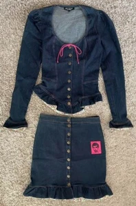 Betsey Johnson Denim Set Up 90's Vintage Size S made in USA No box - Picture 1 of 9