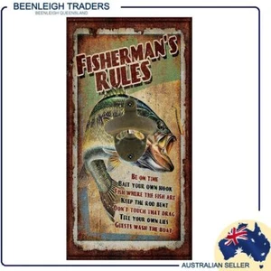 Wall Mounted BOTTLE OPENER FISHERMANS RULES Brand New - Picture 1 of 6