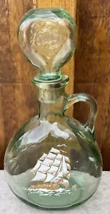 Vintage Old Fitzgerald Flagship 1849 Green Glass Decanter Bottle w/ cork top. - Picture 1 of 10