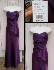 NEW $149 women 10 DAVID'S BRIDAL purple maxi long strapless bridesmaid dress - Picture 1 of 12