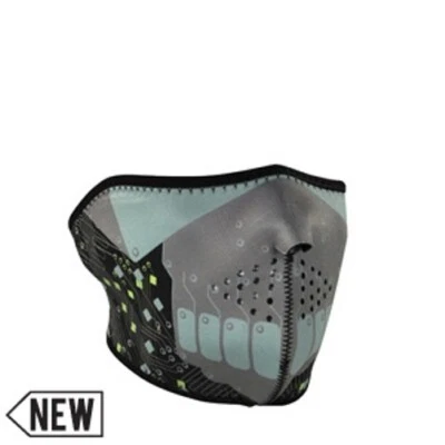 Cyber Robot Grey Neoprene Half Face Mask Biker Snowmobile Ski Paintball Costume — 第 1/2 张图片