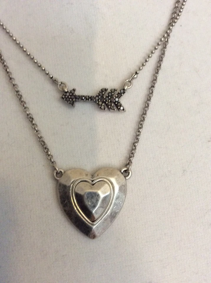 Lucky BRAND Necklace 2 Strands Heart & Arrow Y131a