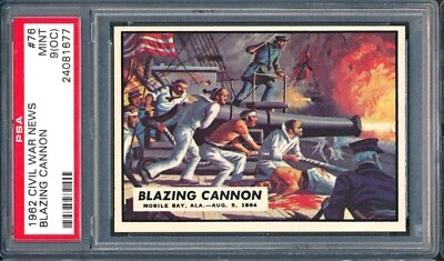 1962 Topps Civil War News #76: Blazing Cannon ~ PSA 9 oc - Image 1 of 2