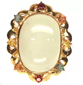 16 X 22 MM Bianco Con Fnacy Colore Zaffiro Anello Argento 925 Argento Misura 6.5 - Foto 1 di 5