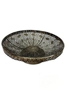 Reticulated Metal Compote Fruit Bowl Decorative - Picture 1 of 3