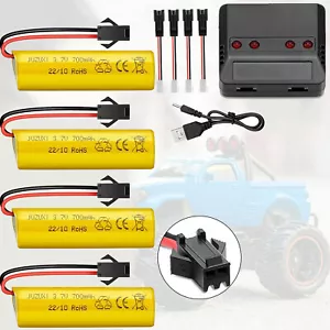 4PCS 3.7V 700mAh Li-ion Battery SM 2P Plug with USB Charger for DE50 DE84 S767 - Picture 1 of 12