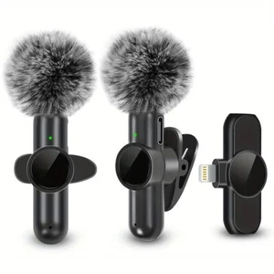 Wireless Lavalier Microphone With Windproof Cover Audio Video Recording Mini Mic - Picture 1 of 10