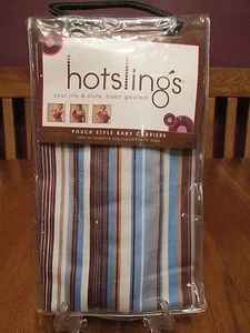 Neu HotSlings Pouch Style Babytrage ~ Quinn Größe 1 ~ braun blau creme Streifen - Bild 1 von 8
