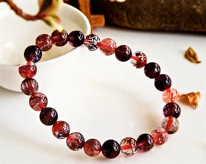 Pulsera 7,8 mm Natural Brasil Super Seven 7 Melodía Cristal Amatista Cuentas Redondas - Imagen 1 de 9