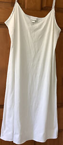 HANRO Cotton Deluxe Long Slip Nightgown Gown White Size Large