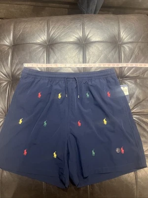 NWT Polo Ralph Lauren Big & Tall All Over Pony Swim Trunks Blue w/ Ponies 1X - Image 1 of 4