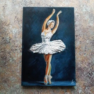 Original Oil Volume Painting Wall Textured Art Ballet Thatre Ballerina 10x8 in - Picture 1 of 8