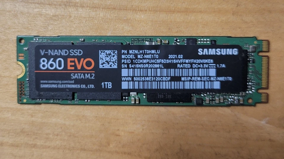 1TB SSD Samsung 860 EVO Series M.2 SATA - Image 1 of 1