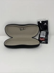 New Ray Ban Black Clamshell Eyeglass Sunglass Case With Rag - Picture 1 of 5