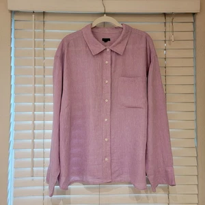Talbots Linen Shirt Womens Plus Sz 3X Purple Button Down Collared Coastal Beach - Picture 1 of 5