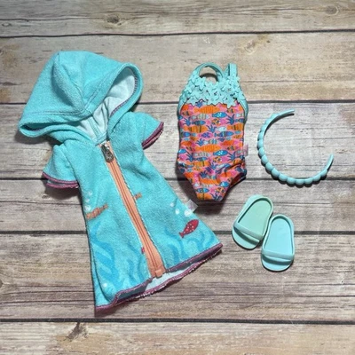 Muñeca American Girl Wellie Wishers Divertido Pez Traje de Baño y Sandalias de Diadema de Encubrimiento Foto 1 de 4