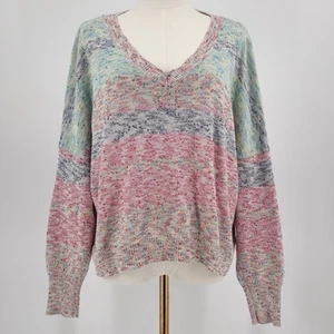 Pastel Colorful Coquette Clean Girl V Neck Oversized Sweater Modcloth Size Large - Picture 1 of 10