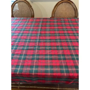 Red & Green Tartan Plaid Rectangualar Tablecloth  - Picture 1 of 4