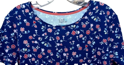 NUEVO SIN ETIQUETAS 💎💥 CROFT & BARROW 💥💎 Camiseta Clásica Manga Corta Estampado Floral XL Foto 1 de 3