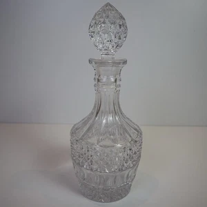 Vintage Cut Glass Crystal Style Decanter with Stopper – Heavy Pressed Pattern - Picture 1 of 9