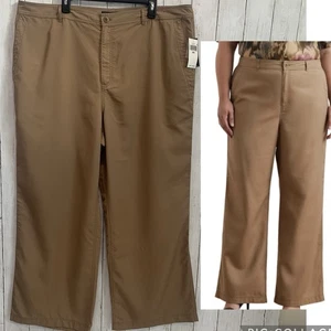 Lauren Ralph Lauren Women’s Size 20W Honey Tan Canvas Wide Leg High Rise Pants - Picture 1 of 19