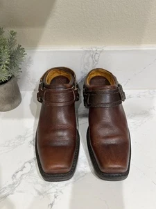 Frye Arnés con Cinturón Mules 70760 Zuecos Para Mujer 7.5 M Sin Cordones Puntera Cuadrada Cuero Marrón - Imagen 1 de 5