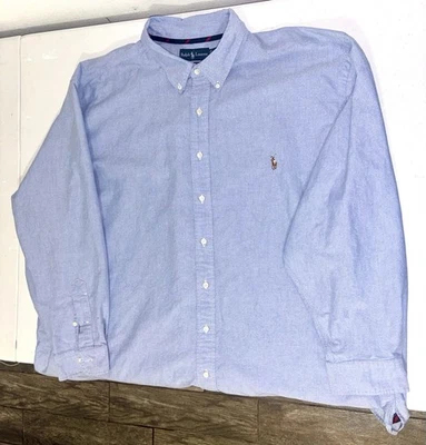 Ralph Lauren Classic Fit Men’s Long Sleeve Button-Down Dress Shirt 4XL Lite Blue - Image 1 of 3