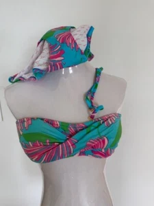 Vntg 2010  Lilly Pulitzer Bandeau Bikini TOP+BOTTOM+STRAPS Pink Floral Size  XS - Picture 1 of 20