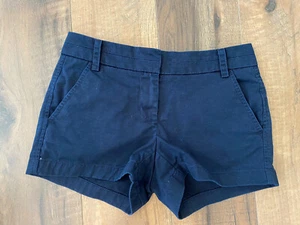 J. Crew Solid Blue Women's Low Rise Chino Shorts Size 00 Front Pockets - Picture 1 of 3